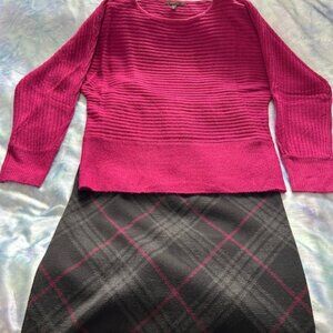 Rose Sweater w/Plaid Skirt set